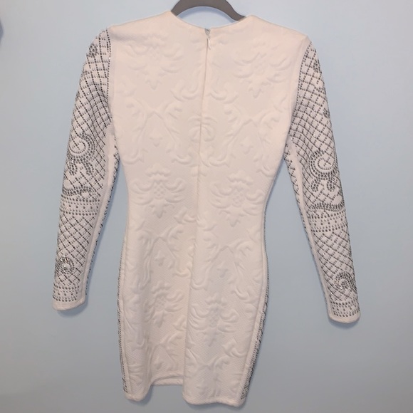 Bebe Addiction Long Sleeve White Cocktail Dress Size XS - Picture 3 of 6